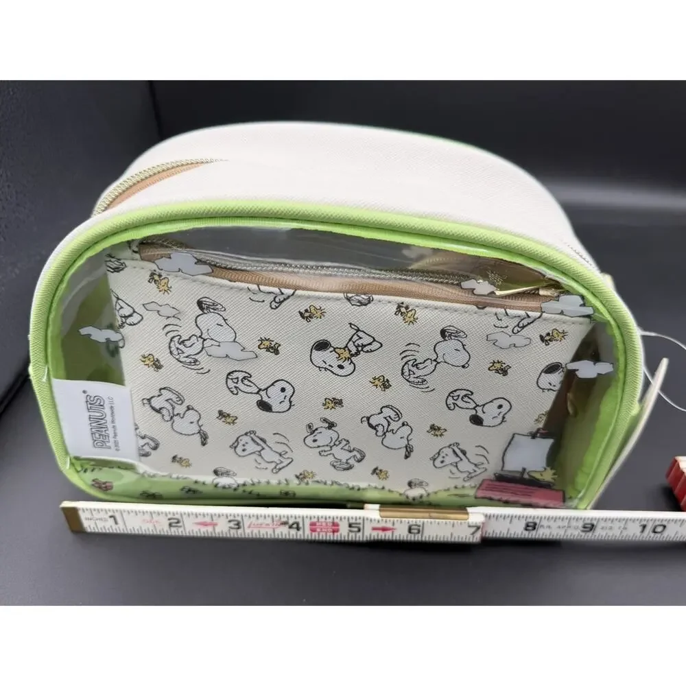 NWT Snoopy Peanuts (3) Piece Make-Up Cosmetics Bag Travel Set by Impressions